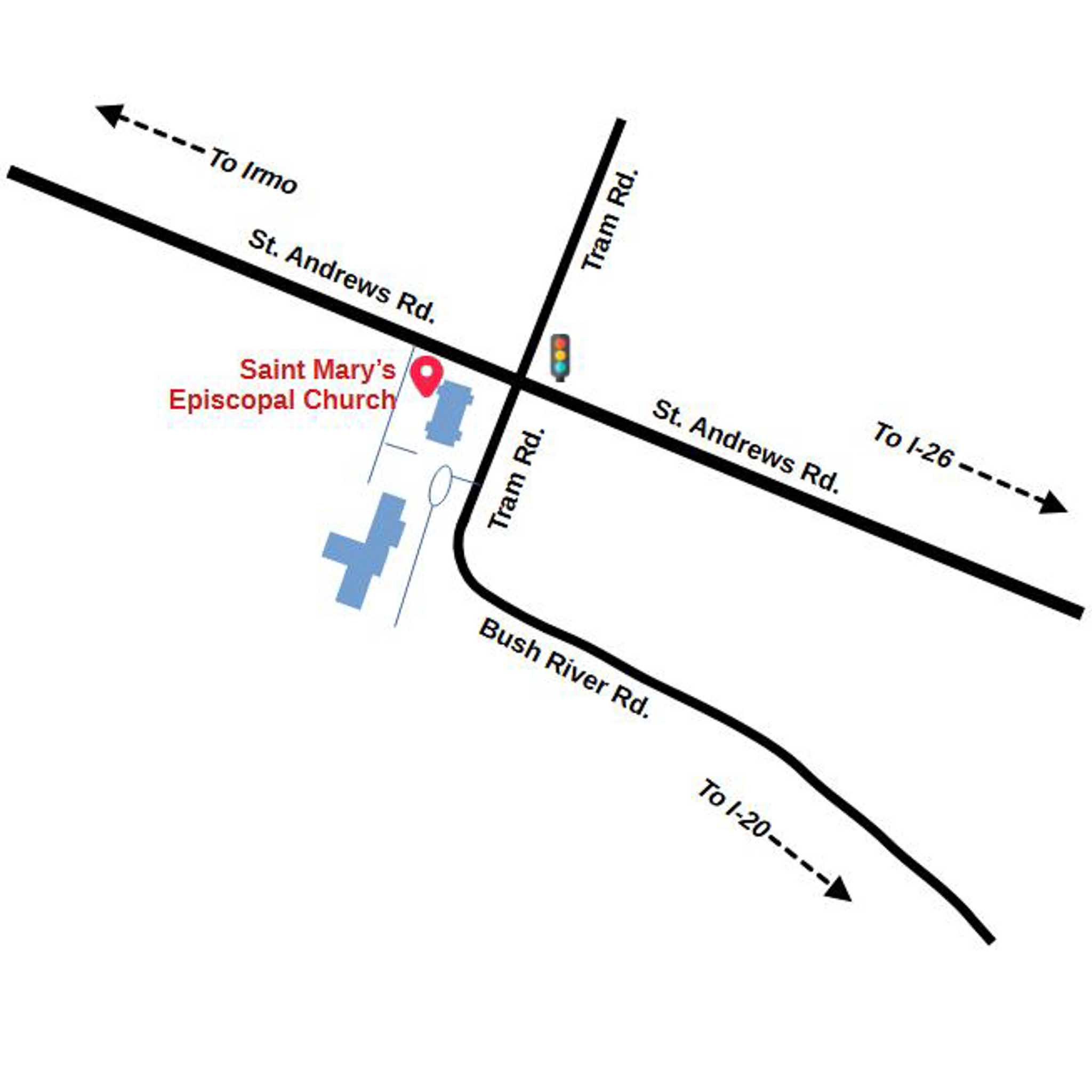 Map of how to get to St. Mary's Episcopal Church.